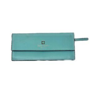 Kate Spade Aqua Blue Long Continental Wallet Snap Closure